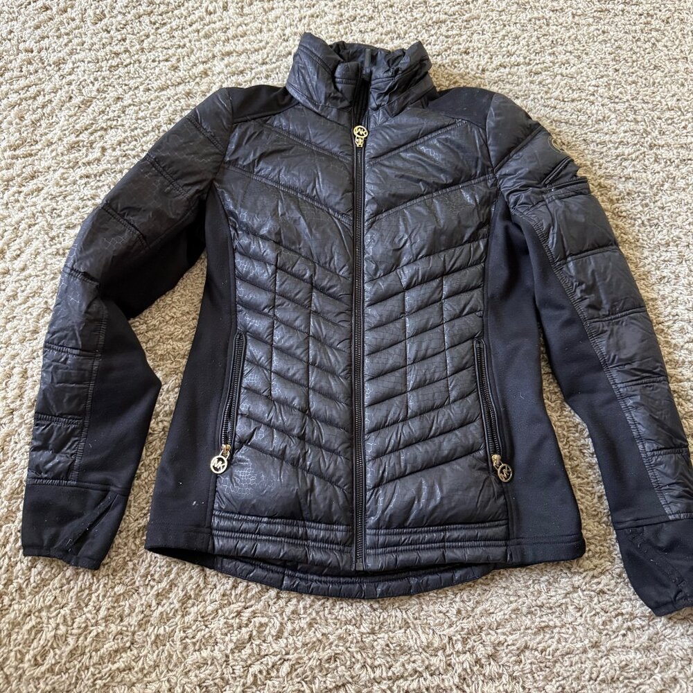 Women's Black & Gold Michael Kors Puffer Jacket, Size Small - XLNT Condition